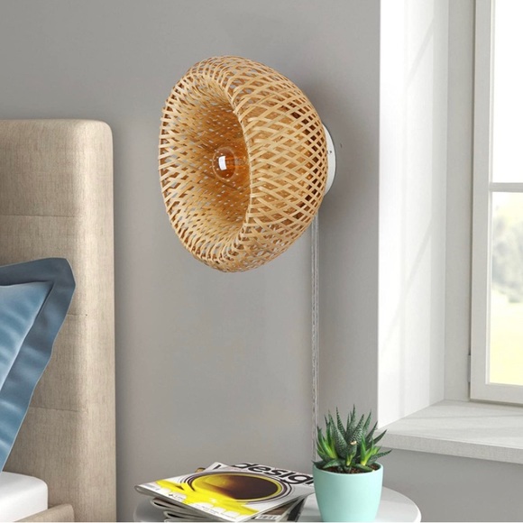 Boho Rattan Hand-Woven Bamboo Pendant Lighting for Vintage Farmhouse Decor NEW - Picture 4 of 9